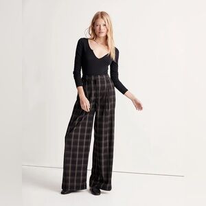 Madewell Harlow Side-Tie Wide-Leg Pants in Plaid